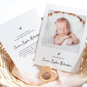 Sweet and Simple Photo and Heart Birth Announcement