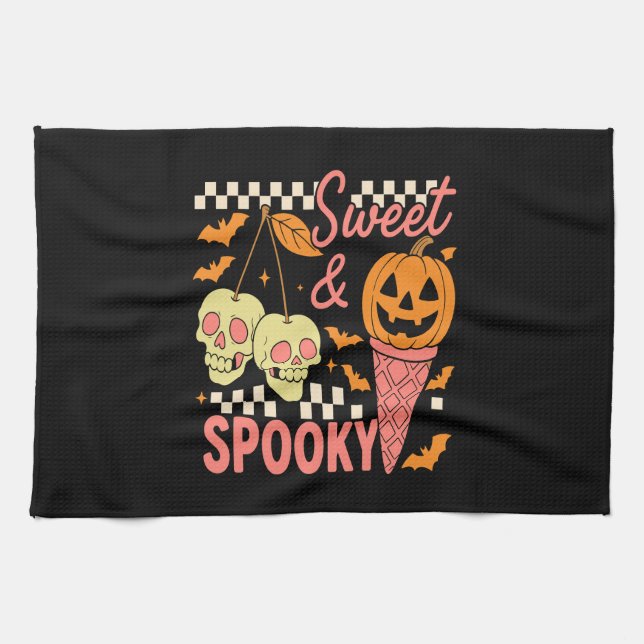 Sweet and Spooky Cute Halloween Kitchen Towel (Horizontal)