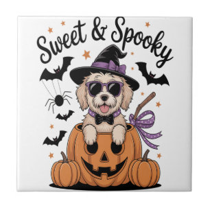 Sweet and Spooky Dog Halloween Tile
