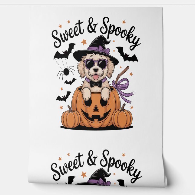 Sweet and Spooky Dog Halloween Wallpaper (Unrolling)