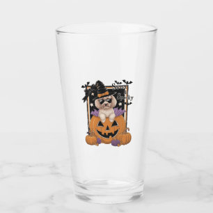 Sweet and Spooky Poodle and Pumpkin Glass