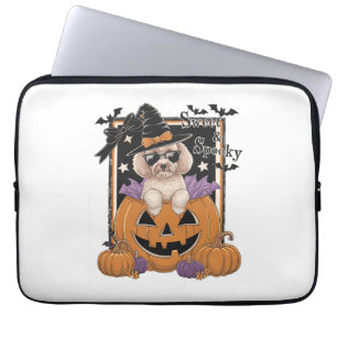 Sweet and Spooky Poodle and Pumpkin Laptop Sleeve