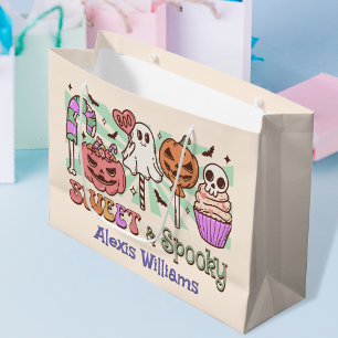 Sweet and spooky, trick or treat cream white large gift bag