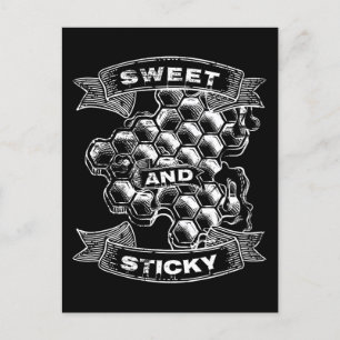 Sweet and Sticky Honey Honeycomb Beekeeper Bees Postcard