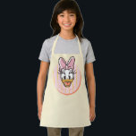Sweet and Sunny Daisy Duck Portrait Apron<br><div class="desc">Brighten up your everyday essentials with this adorable and charming Daisy Duck portrait! Featuring a happy, wide-eyed expression and a signature oversized bow, this design is housed in a clean circular frame with a playful yellow and pink striped background. The soft, hand-drawn linework and warm pastel palette give this artwork...</div>