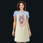 Sweet and Sunny Daisy Duck Portrait Apron<br><div class="desc">Brighten up your everyday essentials with this adorable and charming Daisy Duck portrait! Featuring a happy, wide-eyed expression and a signature oversized bow, this design is housed in a clean circular frame with a playful yellow and pink striped background. The soft, hand-drawn linework and warm pastel palette give this artwork...</div>