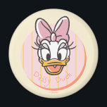 Sweet and Sunny Daisy Duck Portrait Magnet<br><div class="desc">Brighten up your everyday essentials with this adorable and charming Daisy Duck portrait! Featuring a happy, wide-eyed expression and a signature oversized bow, this design is housed in a clean circular frame with a playful yellow and pink striped background. The soft, hand-drawn linework and warm pastel palette give this artwork...</div>