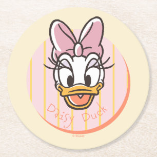 Sweet and Sunny Daisy Duck Portrait Round Paper Coaster