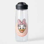 Sweet and Sunny Daisy Duck Portrait Water Bottle<br><div class="desc">Brighten up your everyday essentials with this adorable and charming Daisy Duck portrait! Featuring a happy, wide-eyed expression and a signature oversized bow, this design is housed in a clean circular frame with a playful yellow and pink striped background. The soft, hand-drawn linework and warm pastel palette give this artwork...</div>
