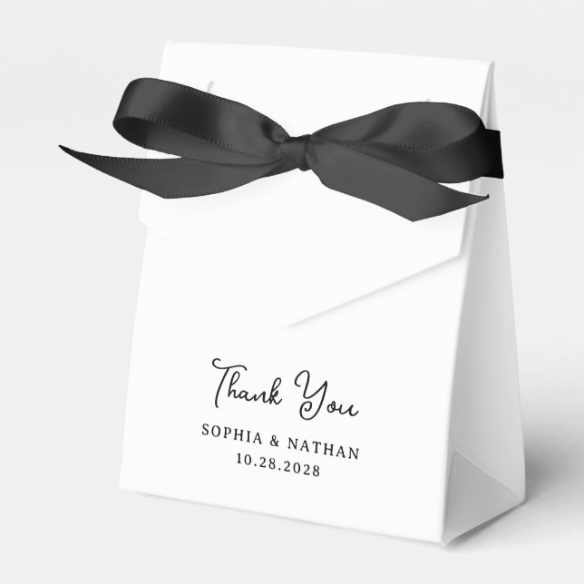 Sweet and Whimsical | Black and White Wedding Favor Box (Front Side)