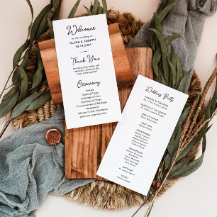 Sweet and Whimsical Black and White   Wedding Program