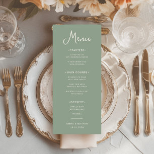Sweet and Whimsical   Sage Green and Ivory Wedding Menu