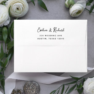 Sweet and Whimsical Simple Black and White Wedding Envelope