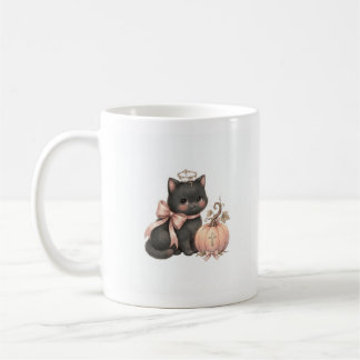 Sweet Angel Cat & Pumpkin Fall Mug
