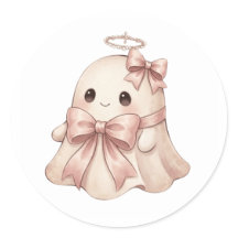 Sweet Angel Ghost with Bow & Halo Sticker