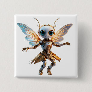 Sweet Ant Girl Dancing Robot Pixie 2 Inch Square Button