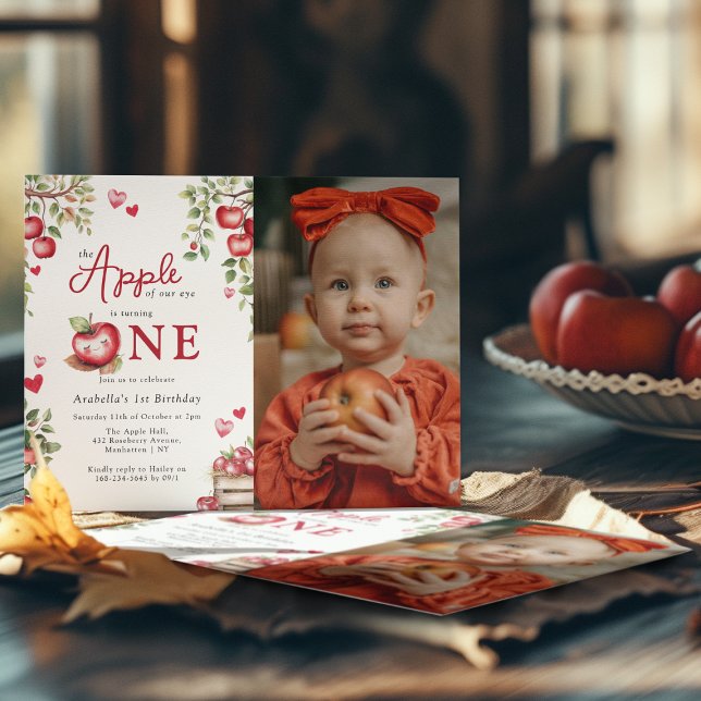 Sweet Apple Of Our Eye |  Photo 1st Birthday Invitation (Creator Uploaded)