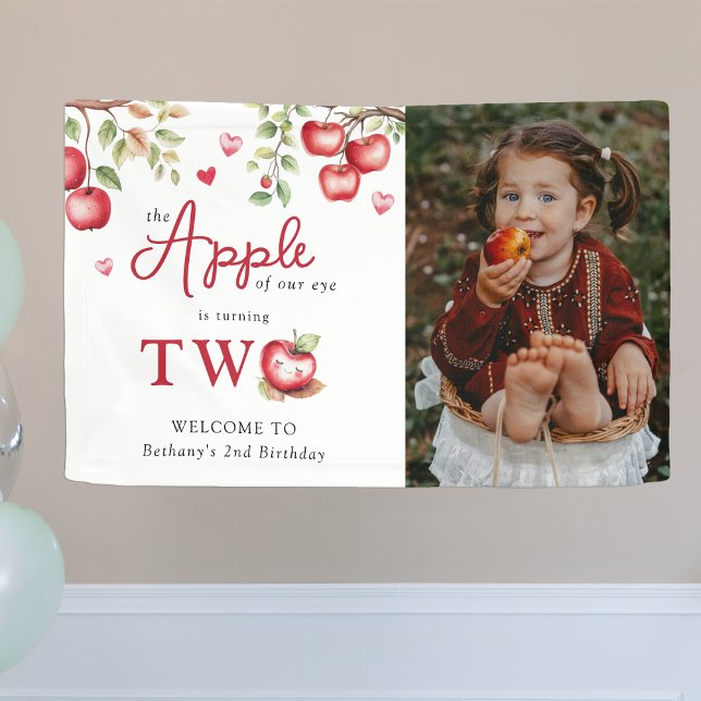 Sweet Apple Of Our Eye |  Photo 2nd Birthday Banner (Creator Uploaded)