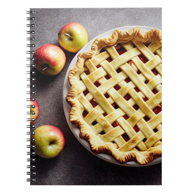 Sweet apple pie with lattice top, fresh apples notebook (Front)