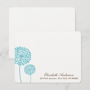 Sweet Aqua Dandelions Flat Note Cards