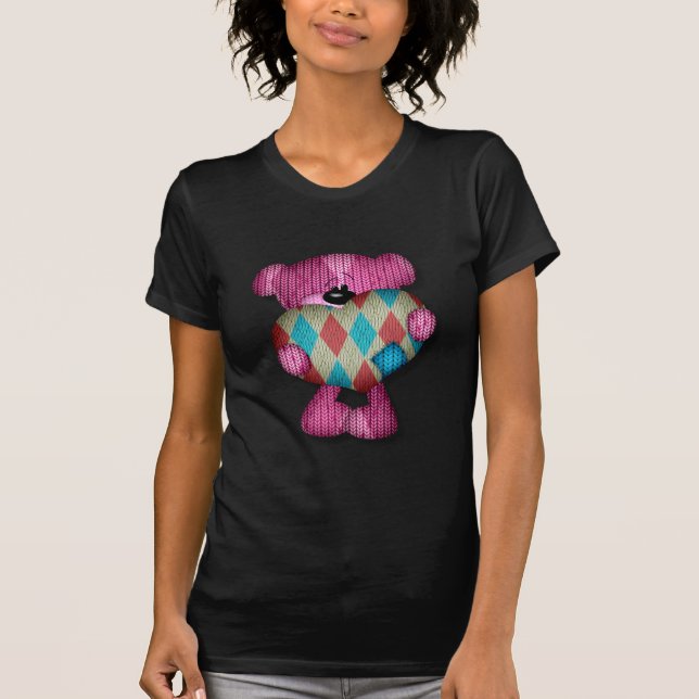 sweet argyle heart bear T-Shirt (Front)