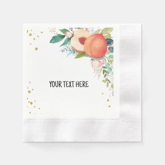 Sweet As A Peach Baby Shower Napkins (Front)