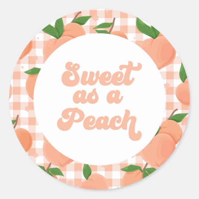 Sweet as a Peach Birthday Classic Round Sticker (Front)