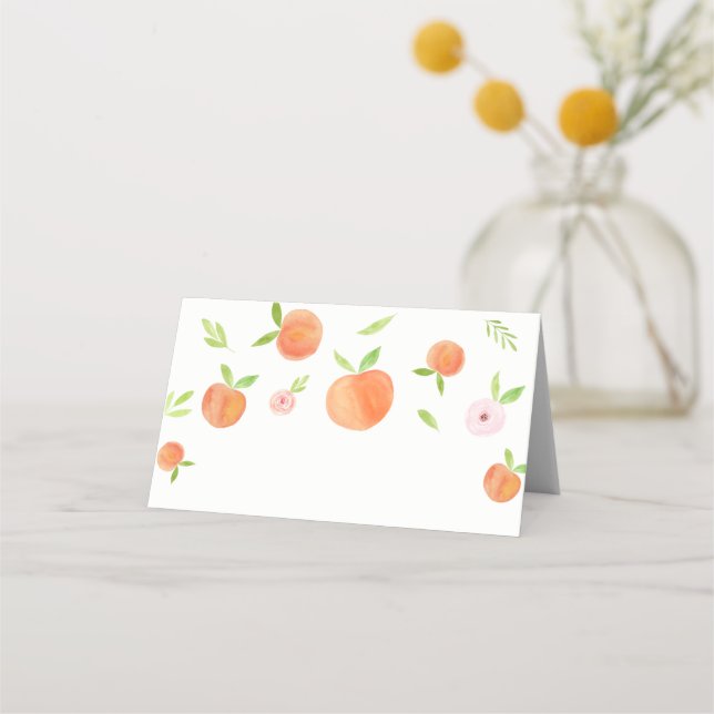 Sweet As A Peach Birthday Food Label Place Card (Front)
