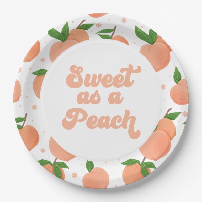 Sweet as a Peach Birthday Paper Plates (Front)