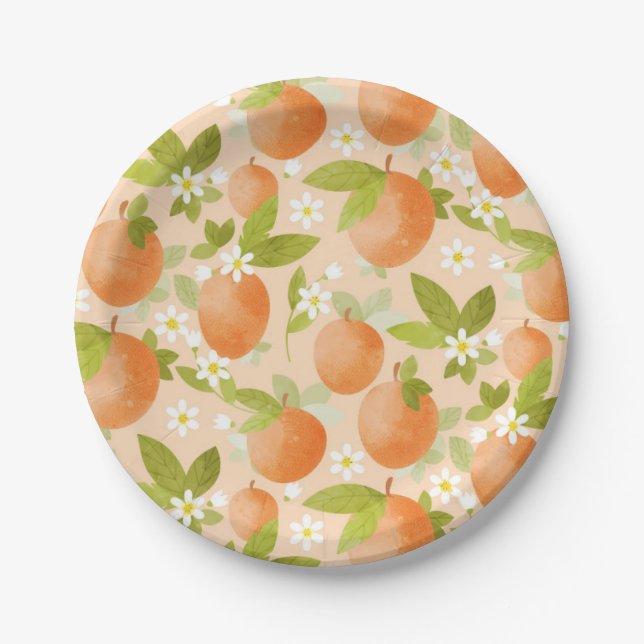 Sweet as a Peach Blossom Peachy Paper Plate (Front)