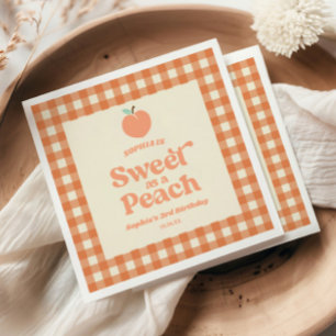 Sweet As A Peach Fruit Pink Orange Birthday Party Napkin