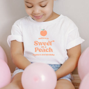 Sweet As A Peach Fruit Pink Orange Birthday Party Toddler T-shirt