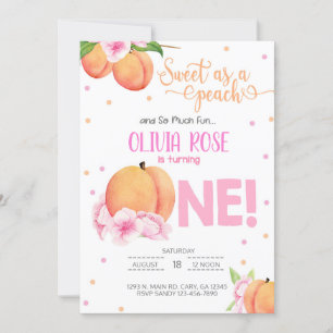 Sweet as a peach girl birthday invitation. invitation