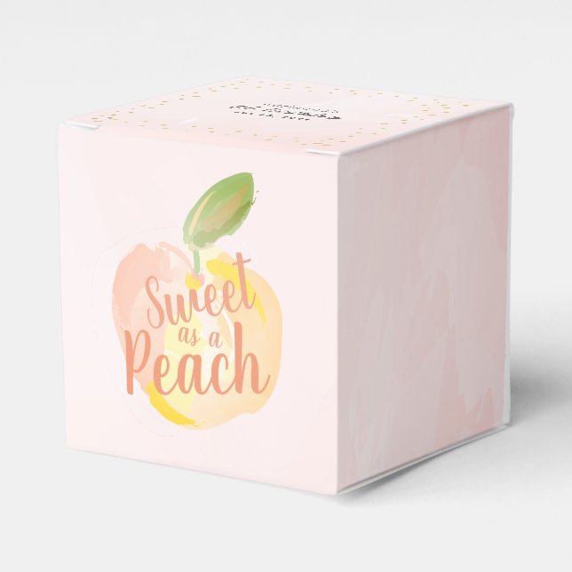 Sweet as a Peach Girl Pink Birthday Favor Box (Front Side)