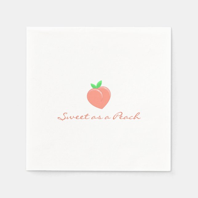Sweet as a Peach Girly Birthday  Napkin (Front)