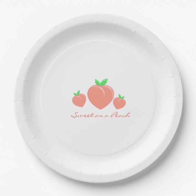 Sweet as a Peach Girly Birthday  Paper Plate (Front)