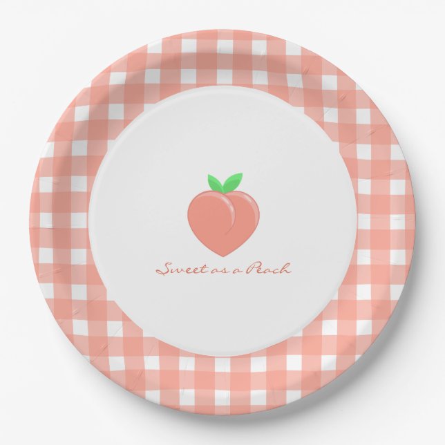 Sweet as a Peach Girly Birthday  Paper Plate (Front)