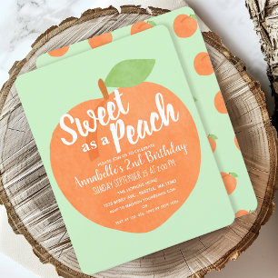 Sweet as a Peach Kids Birthday Invitation
