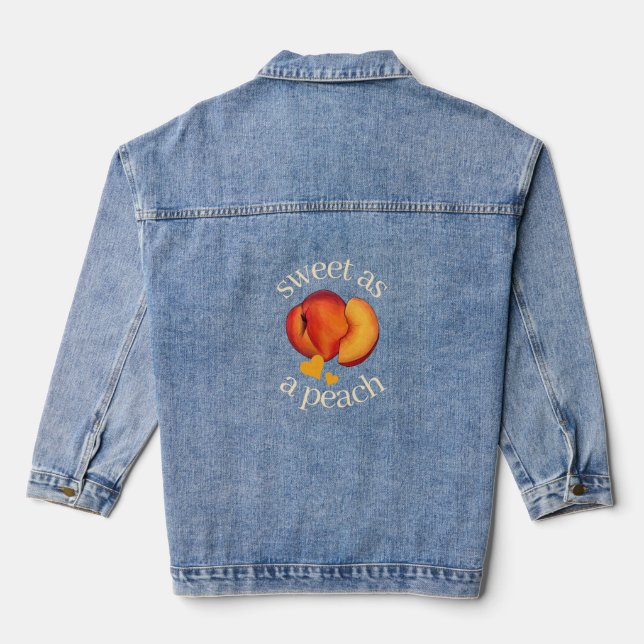 Sweet as a Peach Ripe Georgia Peaches Fruit Denim Jacket (Back)