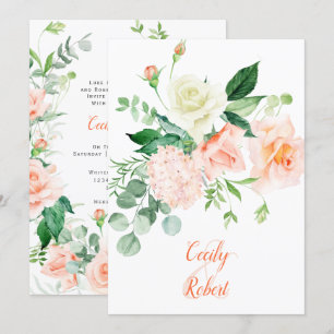 Sweet as a Peach Roses Wedding Invitation