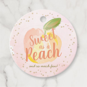 Sweet as a Peach Watercolor Birthday Thank You Favour Tags