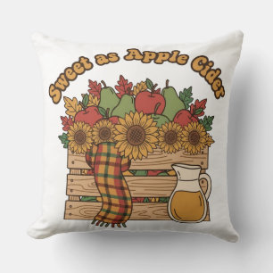 Sweet as Apple Cider Fall Crate Throw Pillow
