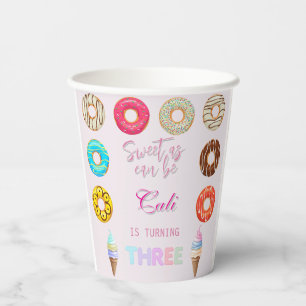 Sweet As Can Be Girl Is Turning 3rd Birthday Paper Cups