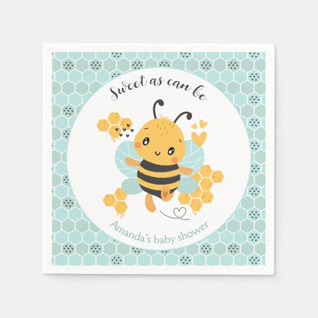 Sweet as Can Bee Baby Boy Baby Shower Napkin (Front)