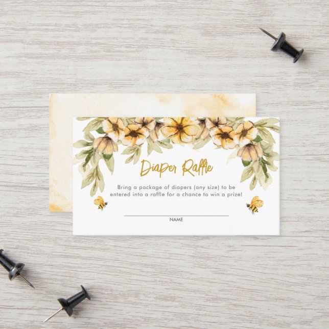 Sweet As Can Bee Baby Diaper Carte Raffle (Devant/Arrière en situation)