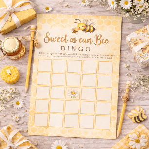 Sweet As Can Bee -  Baby Shower Bingo Game Stationery
