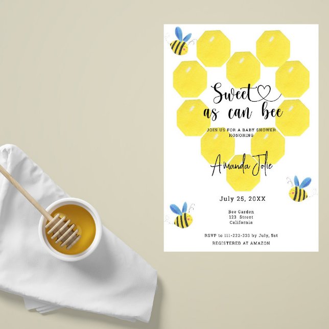 Sweet as can bee baby shower invitation (Creator Uploaded)