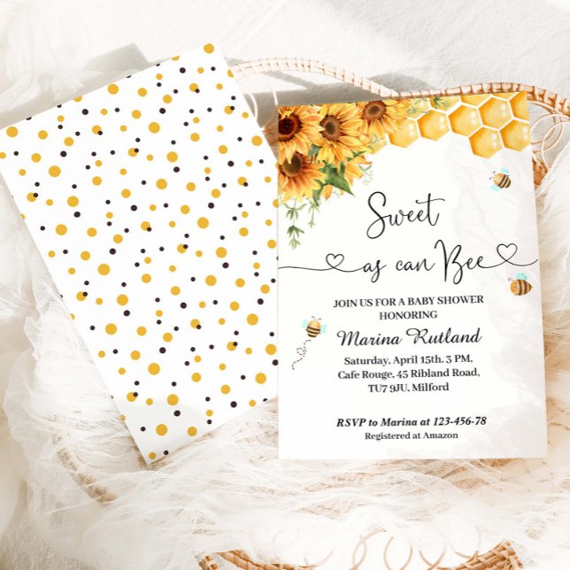 Sweet As Can Bee Baby Shower Invitation (Creator Uploaded)