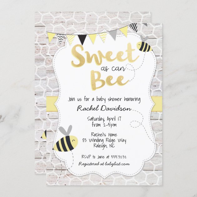 Sweet as can bee baby hot sale shower invitations