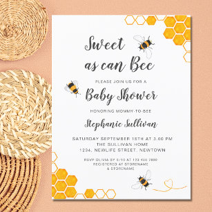 Sweet As Can Bee Baby Shower Invitation Postcard